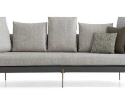 Modern 4 Seater Sofa Gray Color Living room Upholstery Textile Three Seater Couch